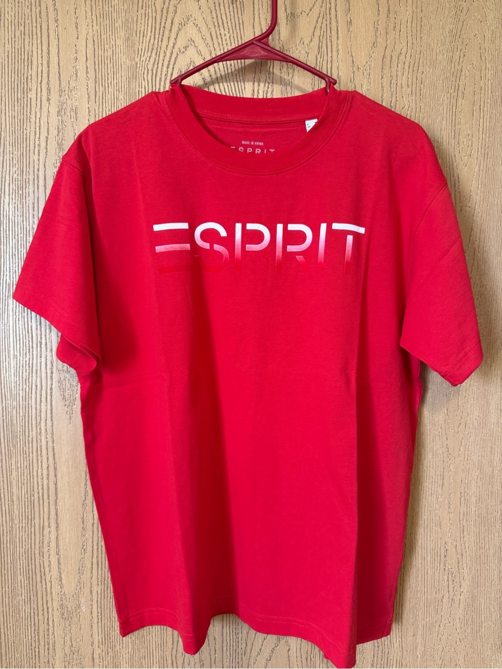 Esprit Red Short-Sleeve Logo Tee 100% Cotton